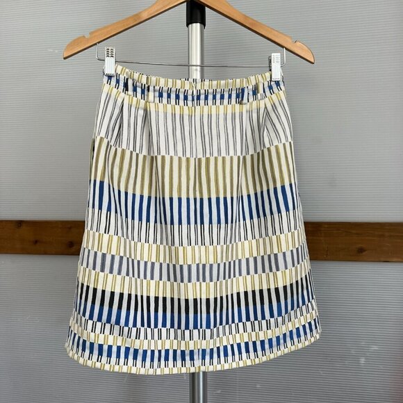 Massimo Dutti Geometric Jacquard Stripe Pockets Box Pleat A-Line Mini Skirt Sz 4 - Picture 8 of 15